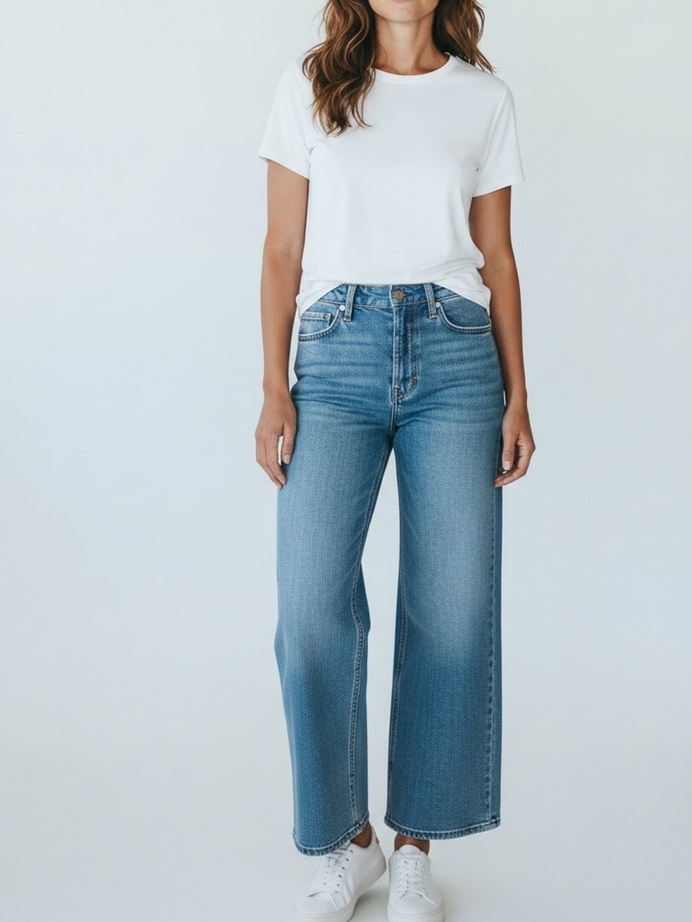 Gap Medium Wash Blue High Rise Stride Wide Leg Jeans Size 31